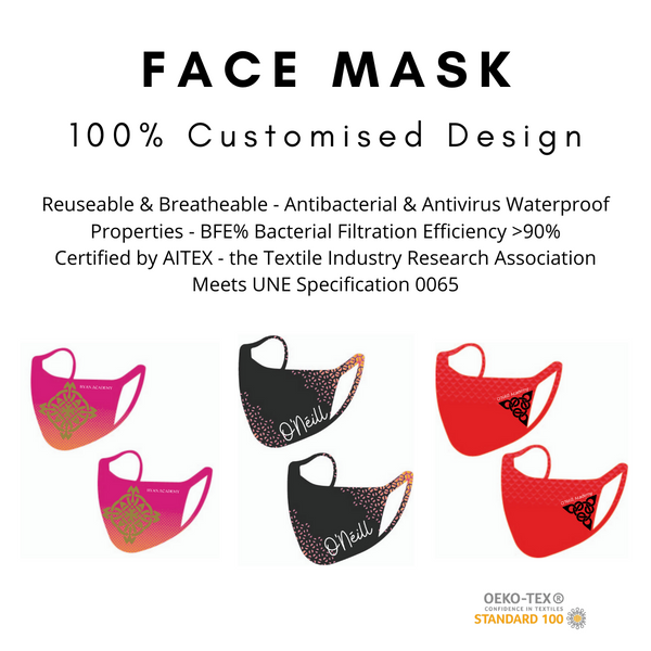 Custom Designed Hygiene Masks for Schools & Clubs (Pre Order)