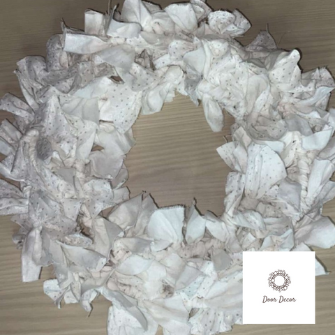 Handmade Fabric Wreath (White)